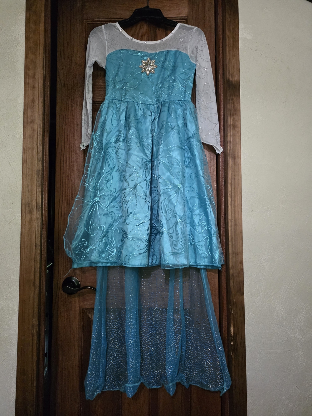 Elsa Frozen Sparkle Glitter Snowflake Princess Costume Dress